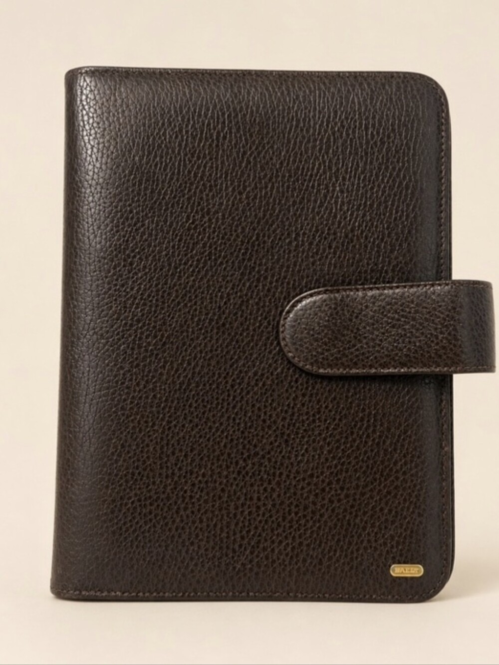 Bally Vintage Textured Leather Brown Agenda Planner TN 7x9